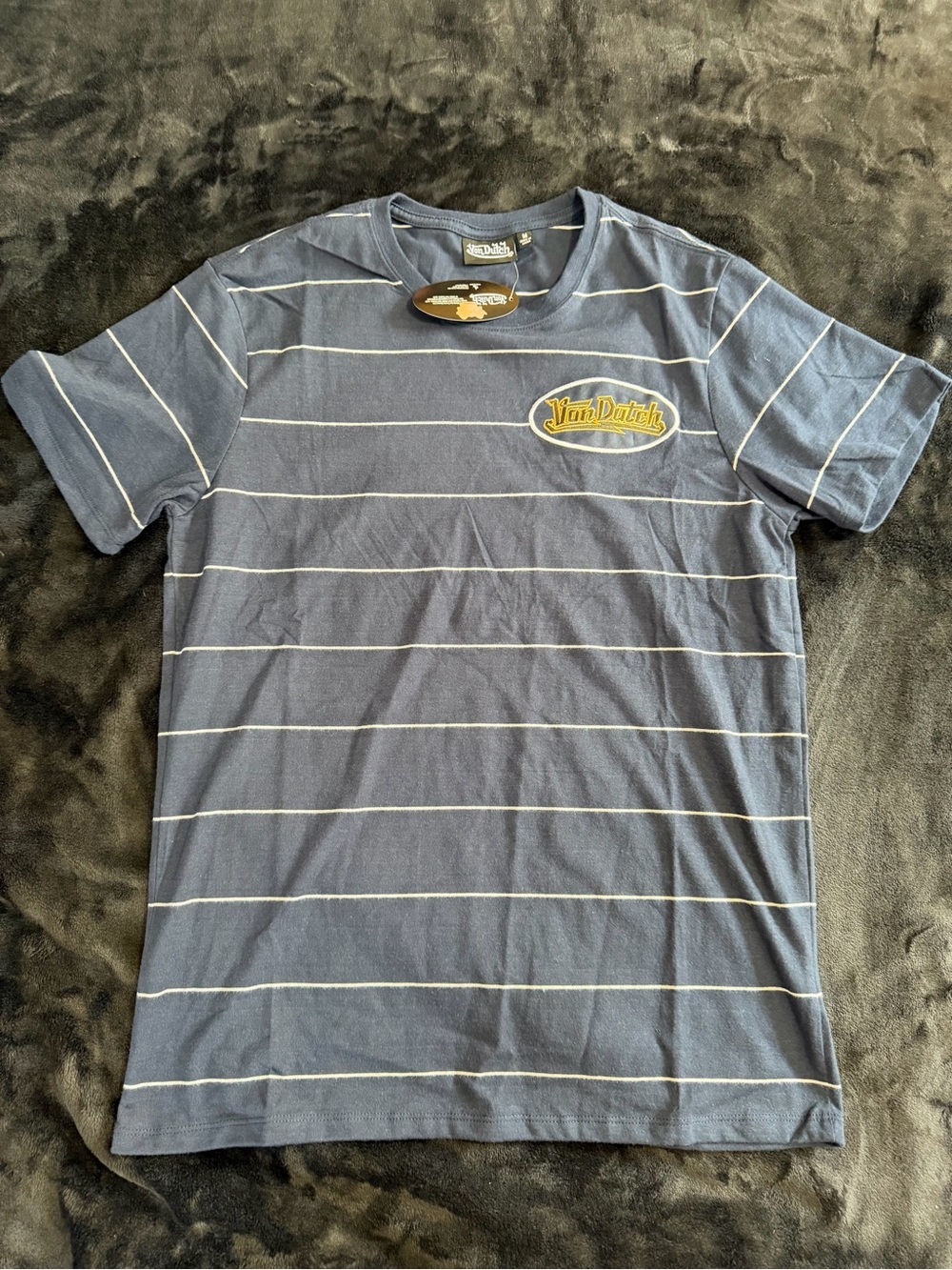 Von Dutch Men’s Navy Stripe Logo T-Shirt M